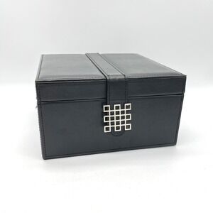 Glenor Co Black Faux Leather Jewelry Box Watch Bracelet Organizer with Mirror